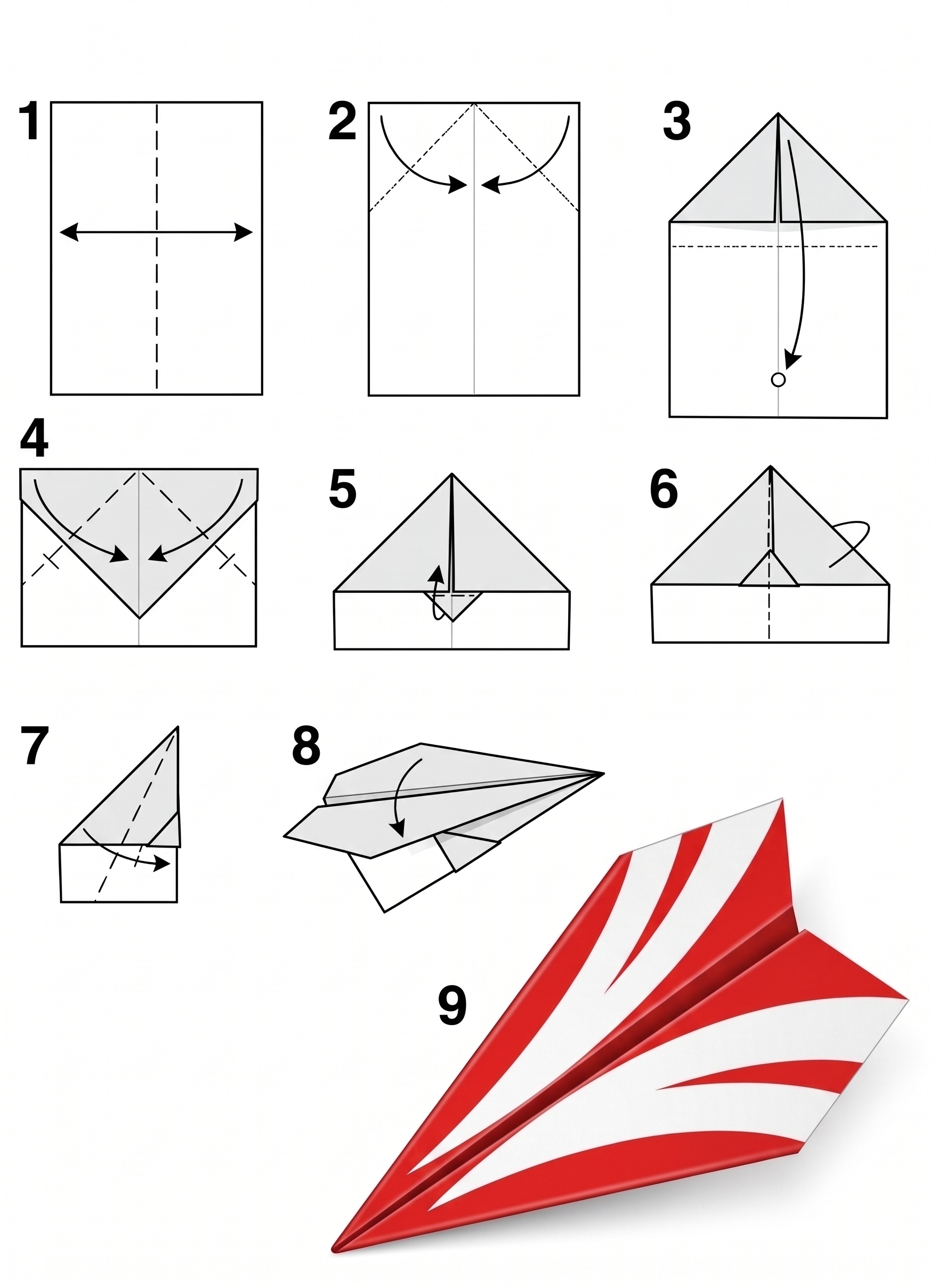 Glider #2 Kağıt Uçak Katlama Şeması